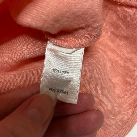 J. Jill Linen Sleeveless Button-front Top - Orange - M - Picture 3 of 7